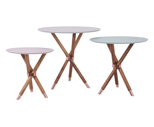 Jogo de Mesas Laterais Penélope, Branco | WestwingNow