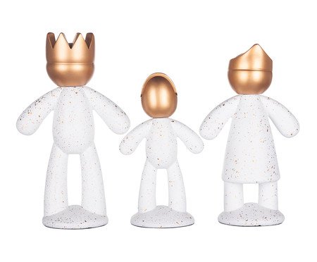 Jogo de Adornos Trio Xadrez Branco Flocado | Westwing