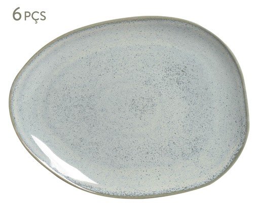 Jogo de Pratos Rasos Orgânico Green Granite, Azul | WestwingNow