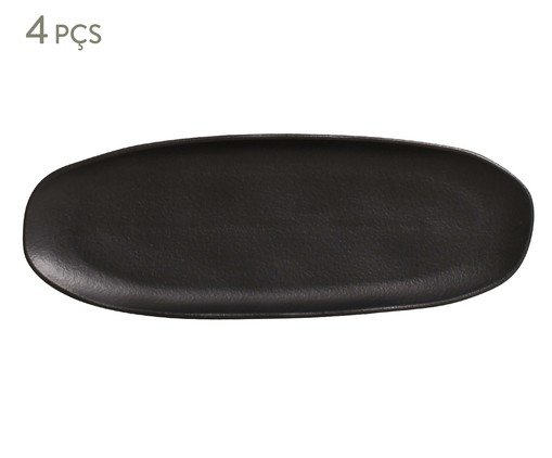 Jogo de Travessas Oval Rasa Orgânico Preto Matte Preto, Preto | WestwingNow