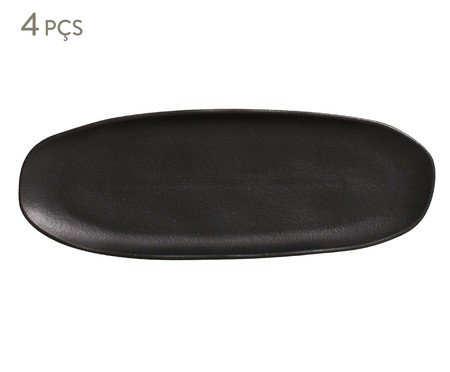 Jogo de Travessas Oval Rasa Orgânico Preto Matte Preto | Westwing