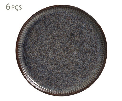 Jogo de Pratos para Sobremesa Linhas Titanium Azul Escuro, Preto | WestwingNow