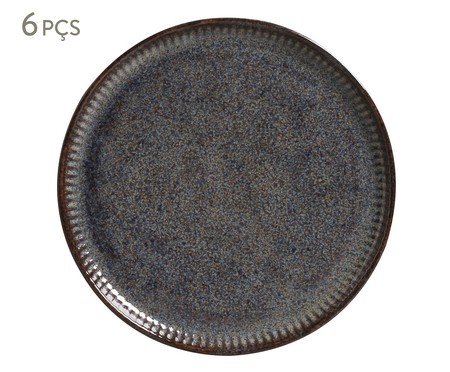 Jogo de Pratos para Sobremesa Linhas Titanium Azul Escuro | Westwing