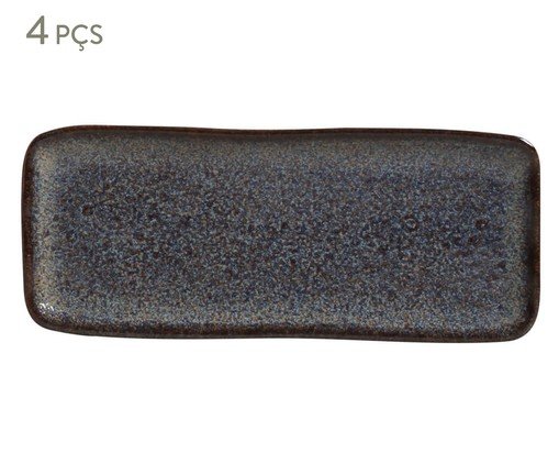 Jogo de Travessas Pequena Orgânico Titanium Azul Escuro, Preto | WestwingNow