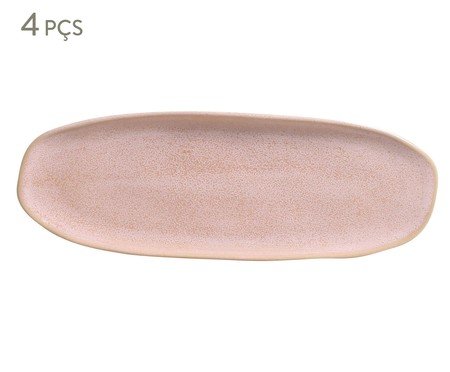 Jogo de Travessas Oval Rasa Orgânico Litchi Rosa