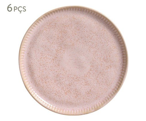 Jogo de Pratos para Sobremesa Linhas Litchi Rosa, Rosa | WestwingNow