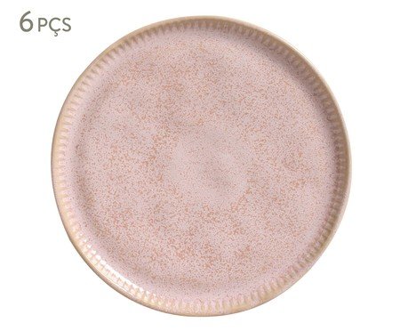 Jogo de Pratos para Sobremesa Linhas Litchi Rosa | Westwing