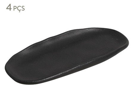 Jogo de Travessas Oval Rasa Mini Preto Matte Preto | Westwing