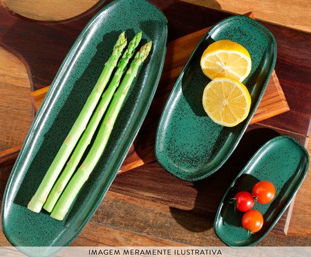 Jogo de Travessas Oval Rasa Pequena Greenery Verde | Westwing