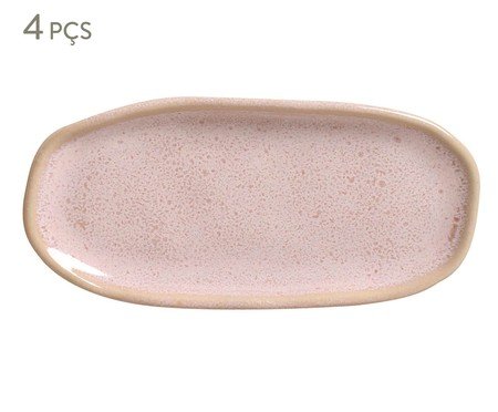 Jogo de Travessas Oval Rasa Mini Orgânico Litchi Rosa | Westwing