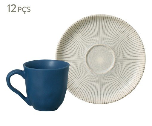 Jogo de Xícaras de Café Bio Stoneware Radial, Azul | WestwingNow