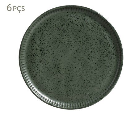 Jogo de Pratos para Sobremesa Linhas Greenery Verde | Westwing