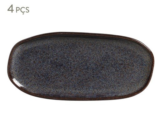 Jogo de Travessas Oval Rasa Pequena Titanium Azul Escuro, Preto | WestwingNow