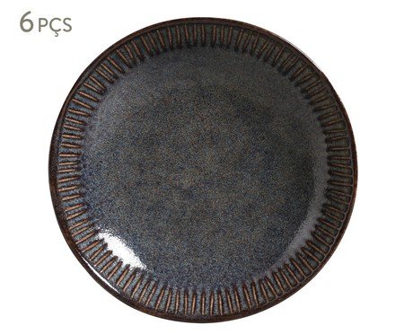 Jogo de Pratos Fundo Linhas Titanium Azul Escuro | Westwing