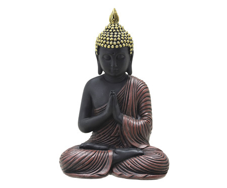 Buda Decorativo Righi Marrom Preto e Dourado