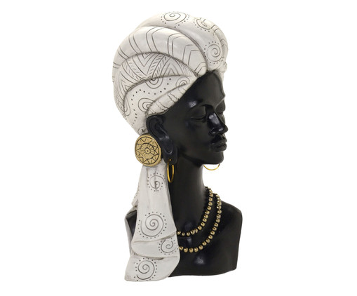 Africana Decorativa Tegene Branco e Preto, BRANCO/PRETO/DOURADO | WestwingNow