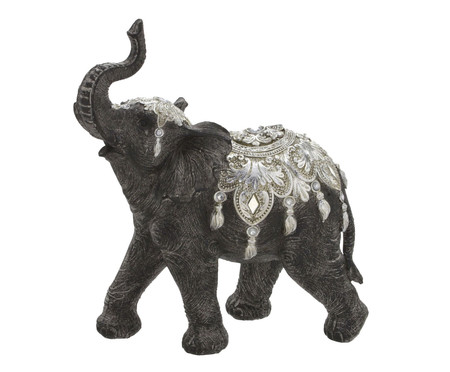 Elefante Decorativo Wedel Preto e Prateado