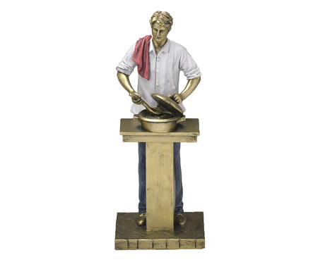 Homem Gourmet Decorativo Indrigo Dourado Branco e Vermelho