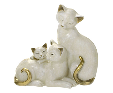 Gato Decorativo Ogg Branco e Dourado