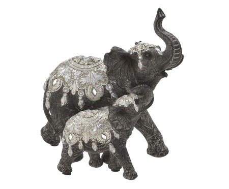 Elefante Decorativo Sundern Preto e Prateado