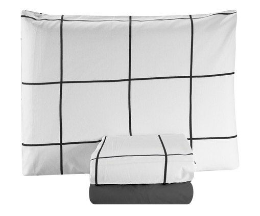 Jogo de Lençol Tous Les Jours Grid 200 Fios, Branco | WestwingNow