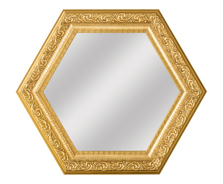 Espelho de Parede Sextavado Dourado - 65X75cm