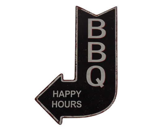 Placa para Parede Barbecue Happy Hours, Preto | WestwingNow