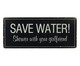 Placa para Parede em Bambu Save Water, Preto | WestwingNow