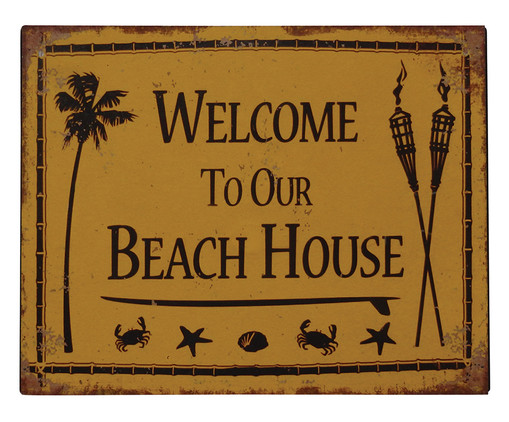 Placa para Parede Welcome To Our Beach House, Amarelo | WestwingNow