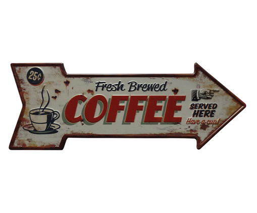 Placa para Parede Fresh Brewed Coffee, Vermelho | WestwingNow