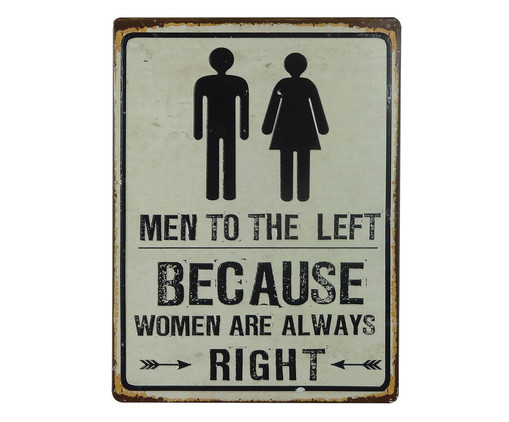 Placa para Parede Men To The Left, Preto | WestwingNow