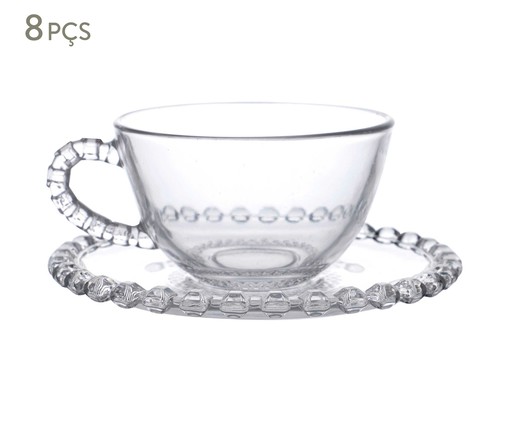 Jogo de Xícaras de Chá com Pires em Cristal Diamante, transparent | WestwingNow