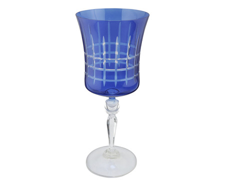 Taça para Água Grace em Cristal Lapidada Azul