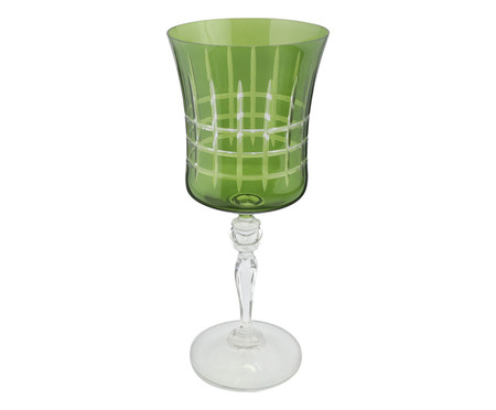 Taça para Água Grace em Cristal Lapidada Verde