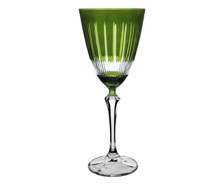 Taça para Água Elizabeth em Cristal Lapidada Verde