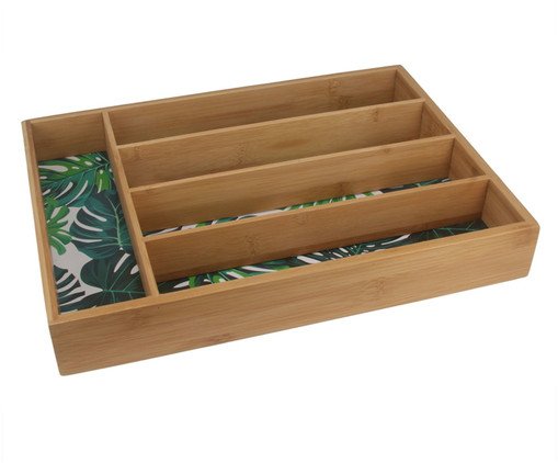 Porta-Talheres em Bambu Quagliarelli Marrom e Verde, Cinza/Marrom | WestwingNow