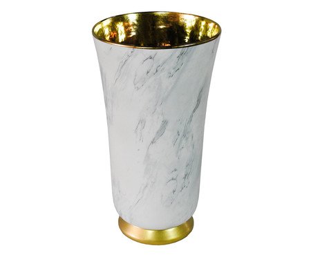 Vaso em Porcelana Narcisa Braco e Dourado | Westwing