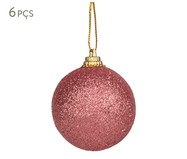 Jogo de Enfeites de Natal Bolas Glitter Rosé Gold | WestwingNow