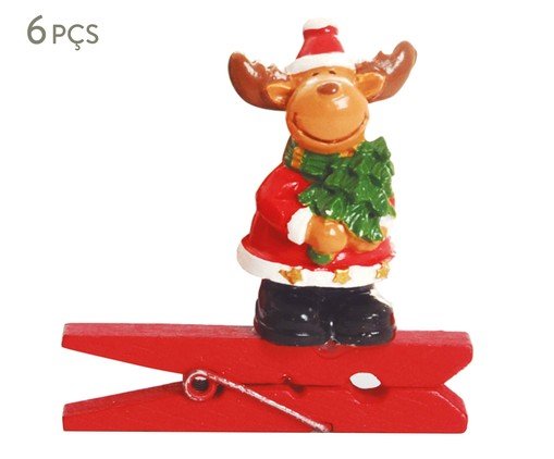 Jogo de Prendedores 3D Rena & Árvore de Natal, multicolor | WestwingNow