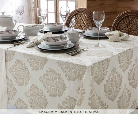 Toalha de Mesa Panamá Damask Medalhão - 180X280cm | Westwing