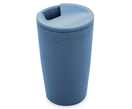 Copo Térmico de Bambu Parede Dupla com Tampa Azul | Westwing