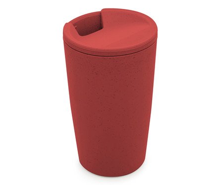 Copo Térmico de Bambu Parede Dupla com Tampa Vermelho | Westwing