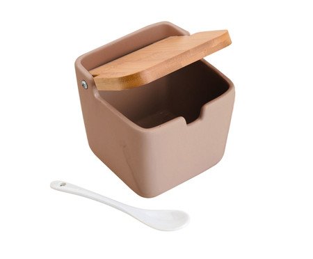 Saleiro com Tampa e Colher de Bambu Areia lll | Westwing