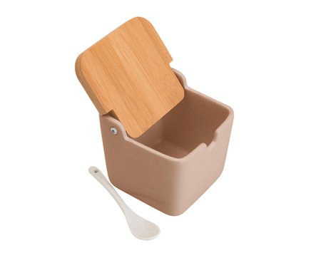 Saleiro com Tampa e Colher de Bambu Areia lll | Westwing