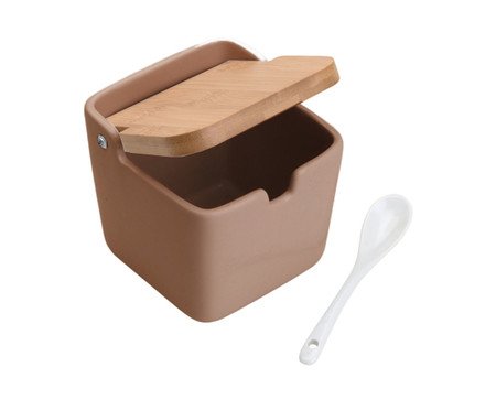Saleiro com Tampa e Colher de Bambu Areia lll | Westwing
