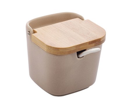 Saleiro com Tampa e Colher de Bambu Areia ll | Westwing