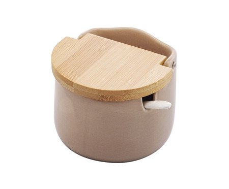 Saleiro com Tampa e Colher de Bambu Areia l | Westwing
