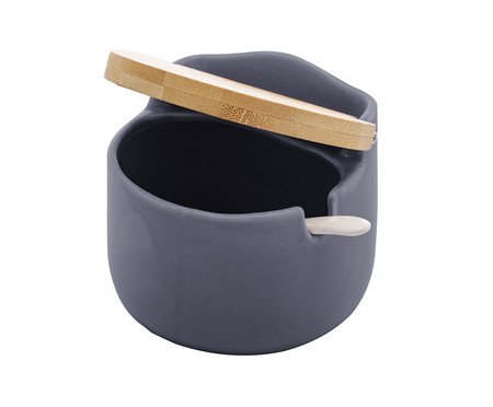 Saleiro com Tampa e Colher de Bambu Azul l | Westwing