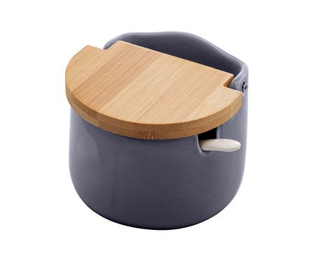 Saleiro com Tampa e Colher de Bambu Azul l | Westwing