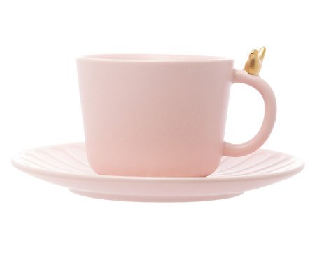 Jogo Xícaras de Chá Colibri com Pires Rosa | Westwing